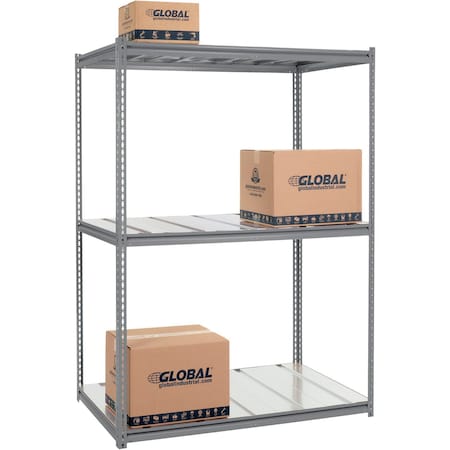 Global Industrial High Cap. Starter Rack 60Wx36Dx84H 3 Level Steel Deck 1300lb Per Shelf GRY 580906GY